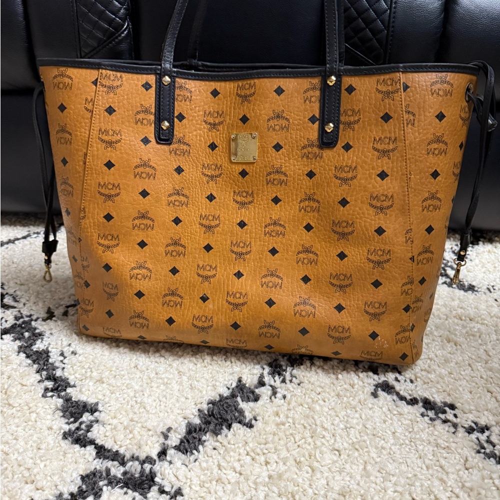 MCM Tan Leather Tote Bag
